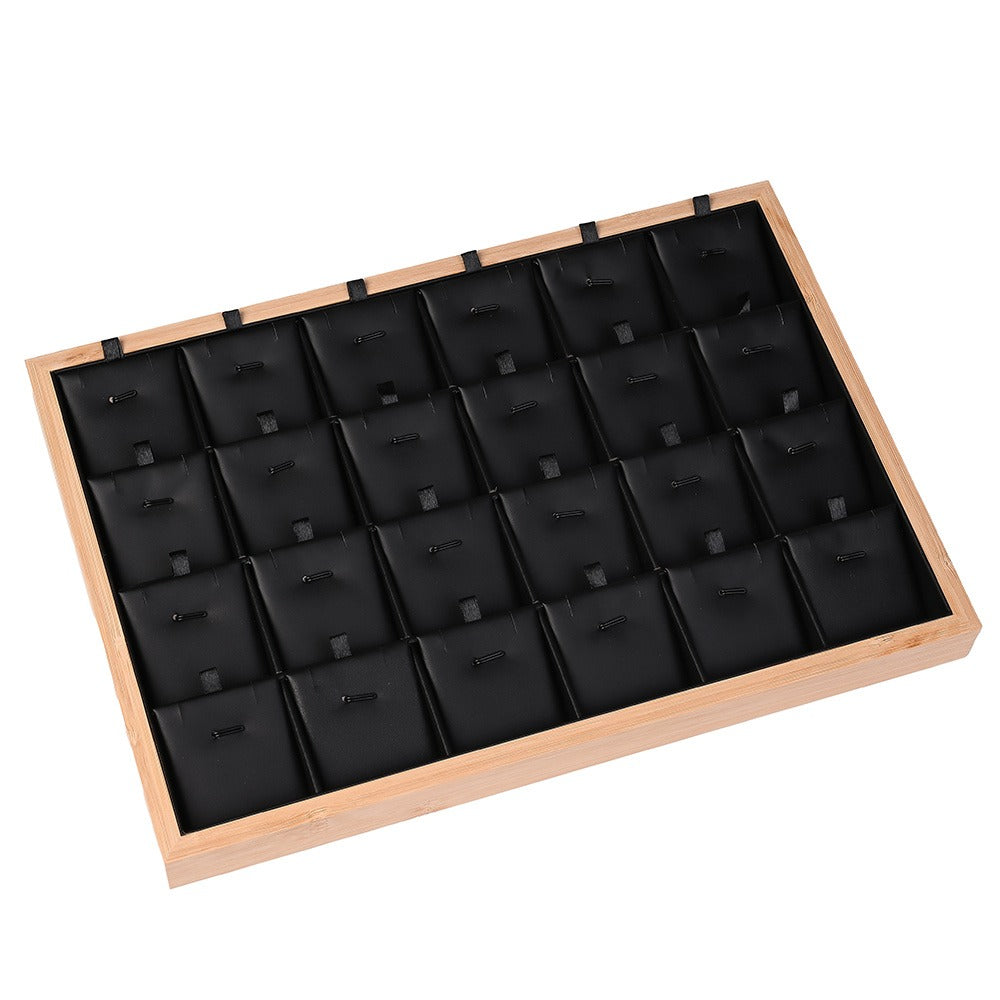 24-Grid Large Wooden Jewelry Display & Storage Box