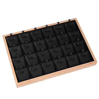 24-Grid Large Wooden Jewelry Display & Storage Box