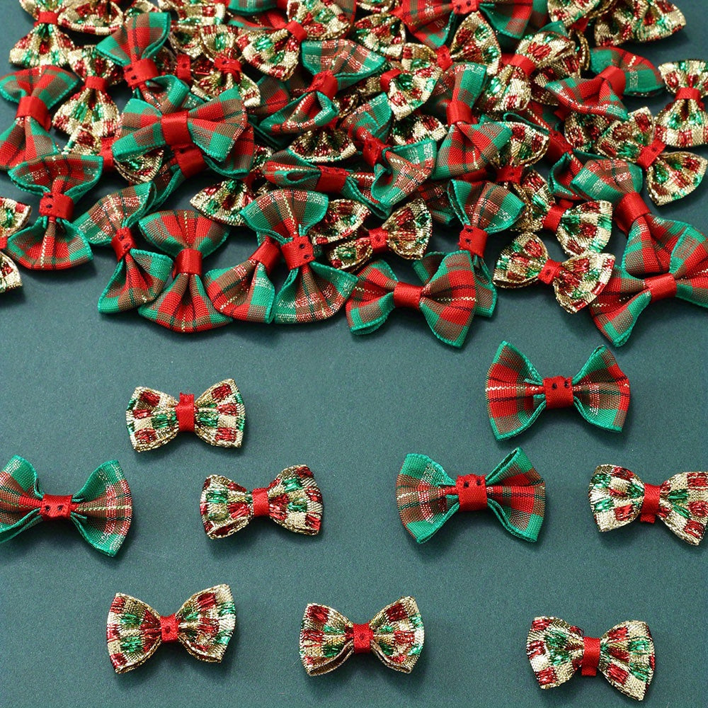 Christmas Gold Threaded Ripple Bow Embellishments