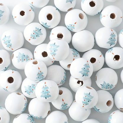 Christmas Wooden Tree Pattern Beads