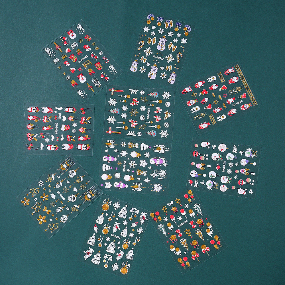 Christmas 5D Embossed Nail Art Stickers