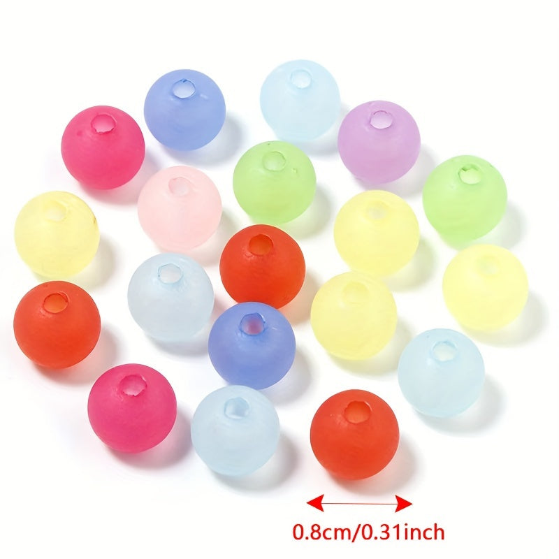 100PCS Frosted Acrylic Oval & Round Bead Set