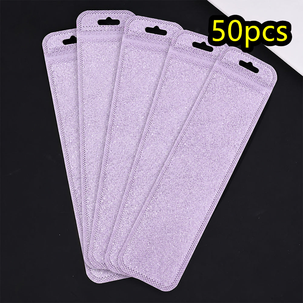 50-Piece 2.16x8.66 in Glitter Holographic Resealable Bags