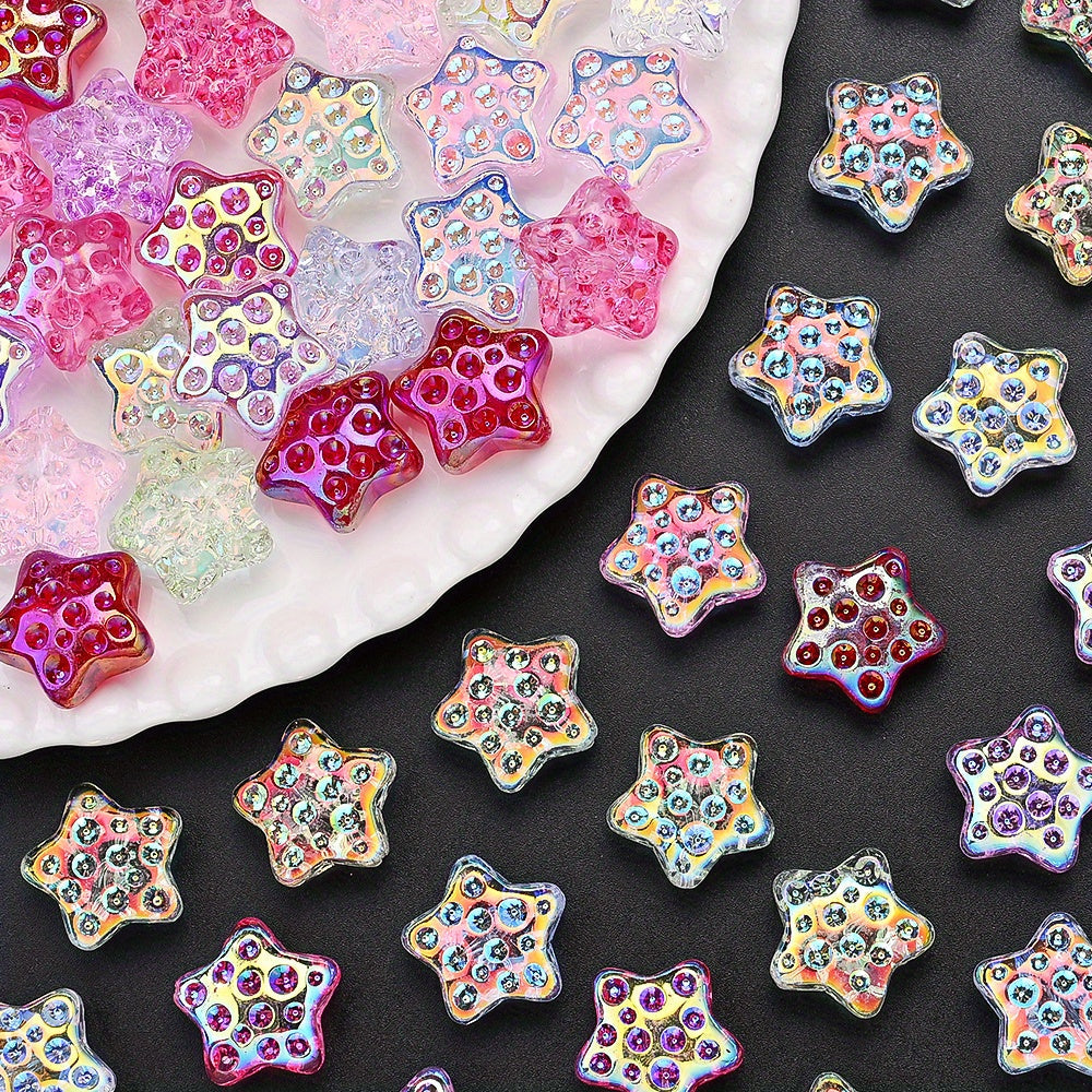 10PCS 18mm AB Shimmer Star Glass Bead Set