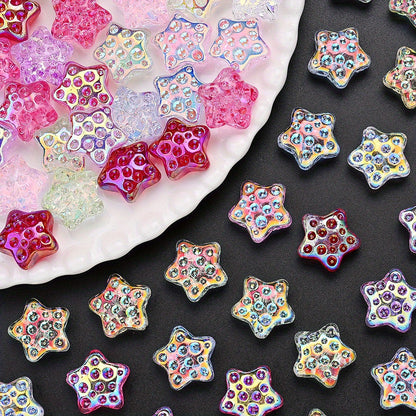 10PCS 18mm AB Shimmer Star Glass Bead Set