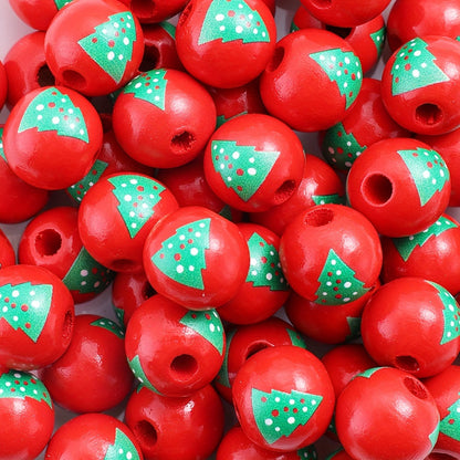 Christmas Wooden Pattern Beads