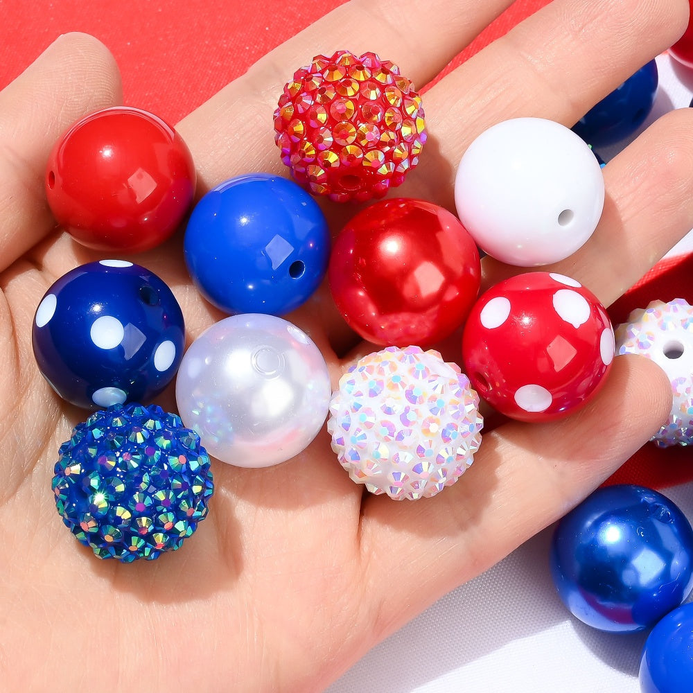 Patriotic Red White and Blue Acrylic Spacer Beads