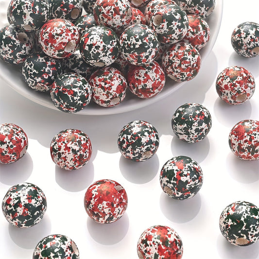 10PCS 16mm Red & Green Wooden Bead Set