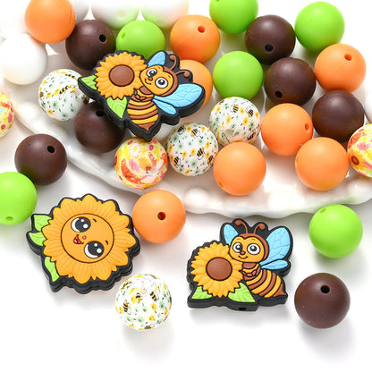Sun Bee Sunflower Silicone Beads Set