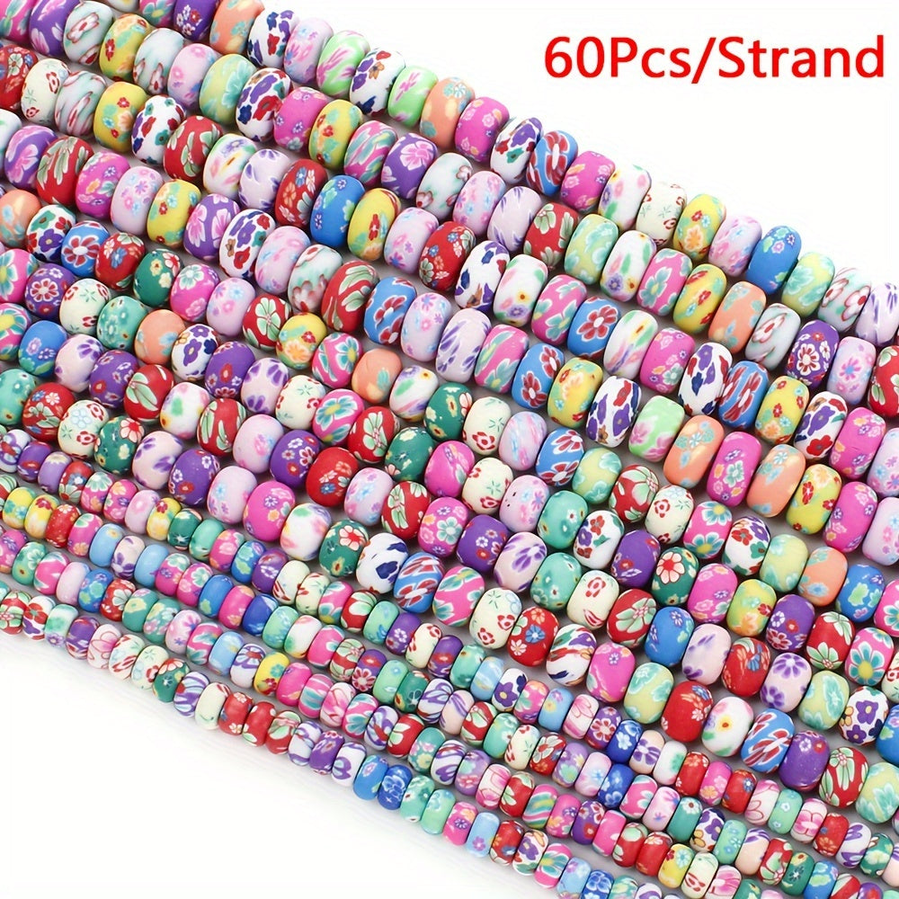 1SET 6/8/10mm Printed Wheel-Shaped Soft Clay Bead Set