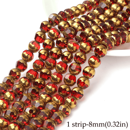 1/3strip 8-Faceted Synthetic Crystal Glass Bead, Random Color Flat Round