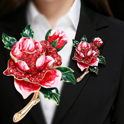 Butterfly & Rose Rhinestone Brooch Set