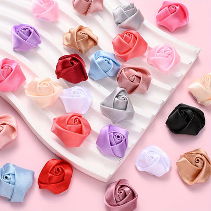 10PCS Multicolor Fabric Rose Bud Flower Embellishment Set