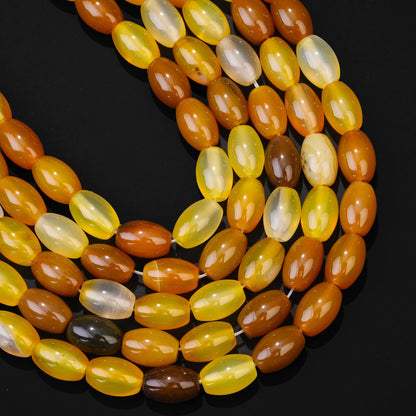 32pcs/strand 8x12mm Natural Agate Rice Shaped Beads