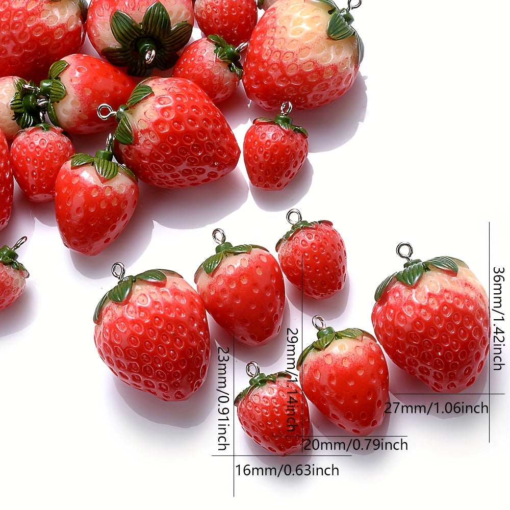 5PCS Red Resin Strawberry Charm Set