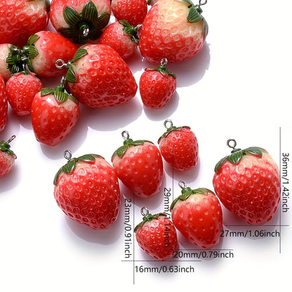 5PCS Red Resin Strawberry Charm Set