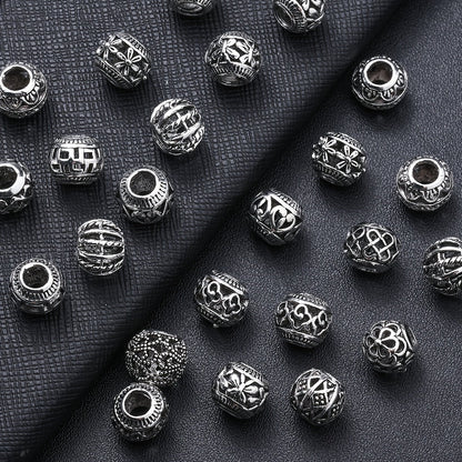10PCS 9×11mm Retro Silver Hollow Alloy Bead Set