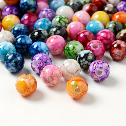8 mm Mixed Color Cracked Acrylic Beads