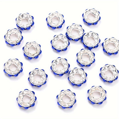 20PCS 12mm Round Acrylic & Rhinestone Spacer Bead Set