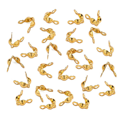 50PCS 3×6mm Gold Bead Cap End Crimp Cover Set