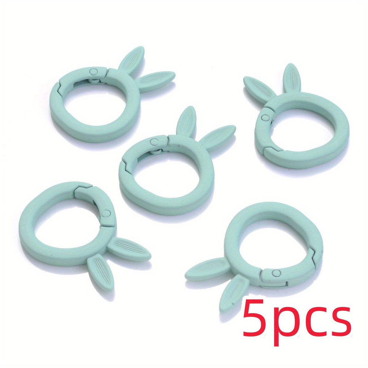5-Piece 37x27 mm Rabbit Ear Shape Metal Keychain Hooks