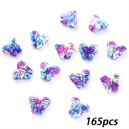 165pcs/bag Gradient Butterfly Beads Graffiti Stone Spacer Beads