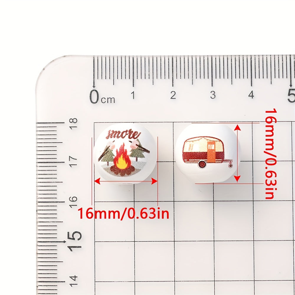 10PCS 6mm Camping-Themed Round Bead Set
