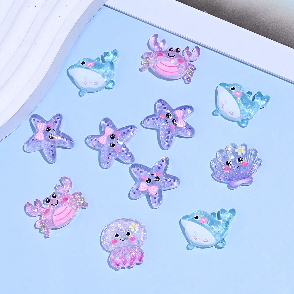 Colorful Ocean Series Resin Flatback Appliques