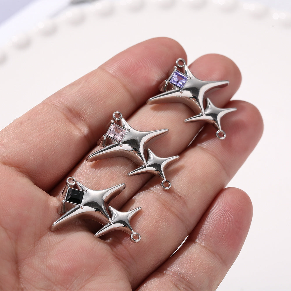 27x29 mm Alloy Double Star Pendants