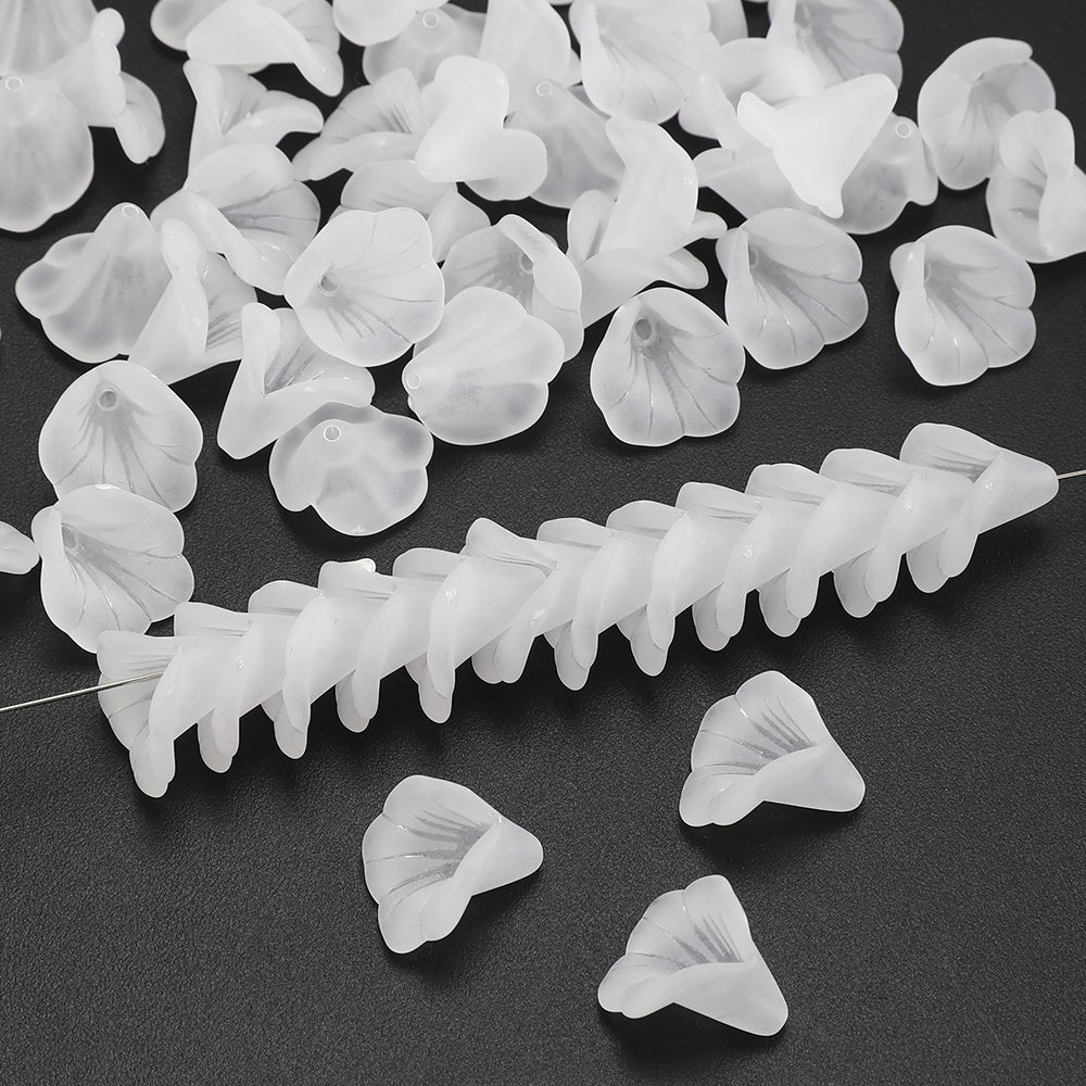 White Acrylic Horn Flower Beads