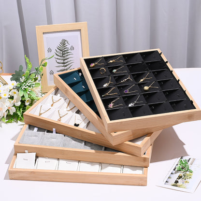 24-Grid Large Wooden Jewelry Display & Storage Box