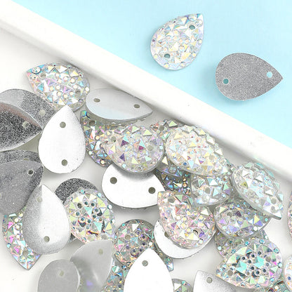 200-Piece 10x14 mm Glitter Waterdrop Flatback Rhinestone Beads