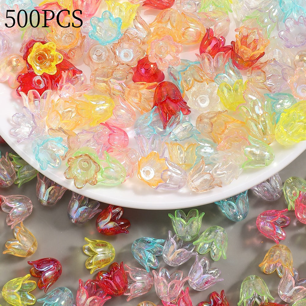 Shiny AB Trumpet Flower Beads