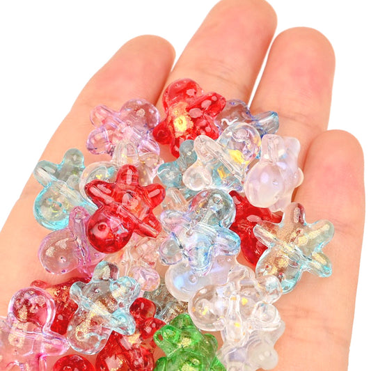 20PCS Multicolor Transparent Biscuit-Shaped Glass Beads