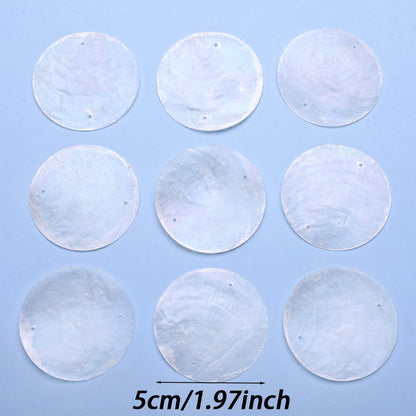 5 cm Large Round Natural Seashell Double-Hole Pendants