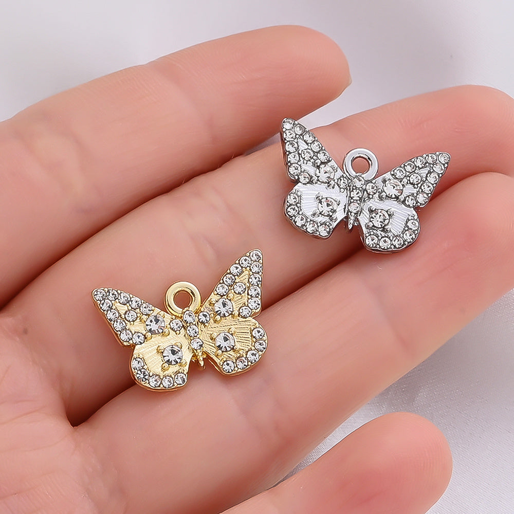 Sparkling Rhinestone Butterfly Pendant Charms