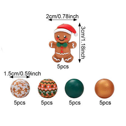 Christmas 3D Gingerbread Man Silicone Beads Set