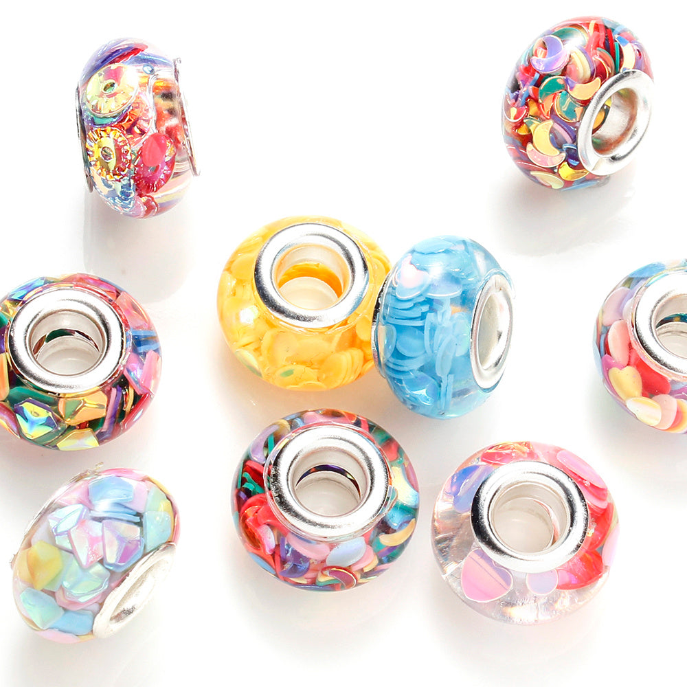 20PCS 9×14mm AB Mixed-Color Large-Hole Acrylic Beads