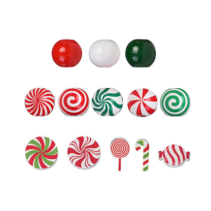 80/110-Piece Christmas Stripe Wooden Bead Set