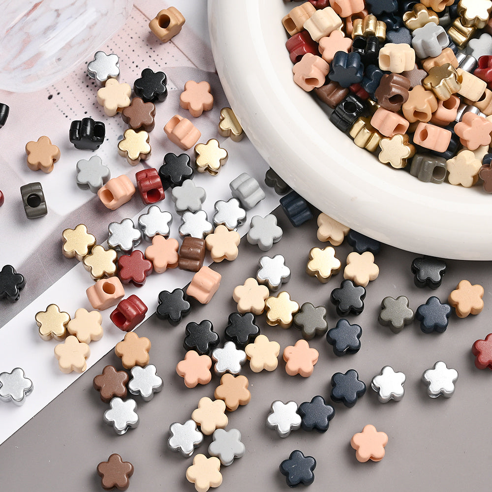 Morandi Color Five-Petal Acrylic Beads