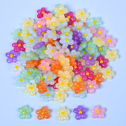 20pcs 21mm Acrylic Straight Hole Flower Spacer Beads