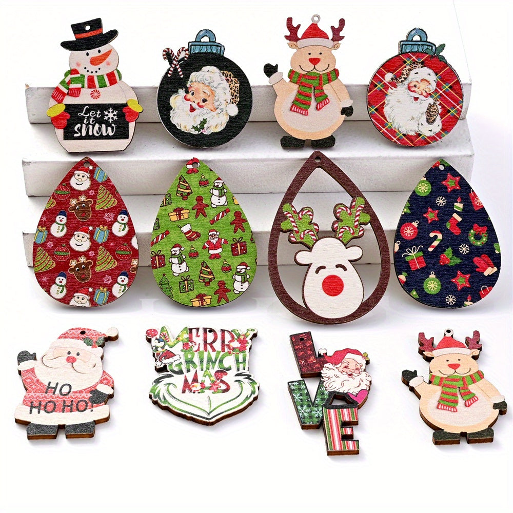 Christmas Painted Wooden Hanging Pendants