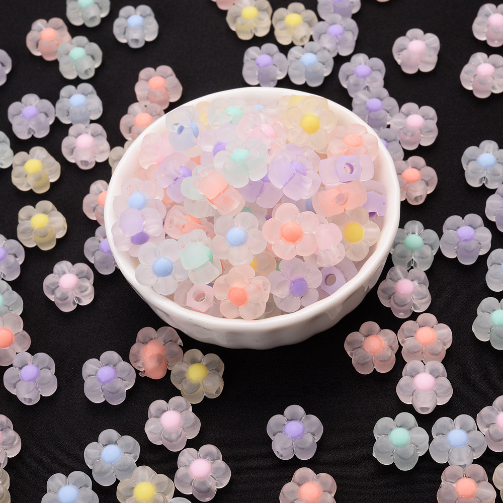 200pcs 13mm Matte Acrylic Sunflower Beads