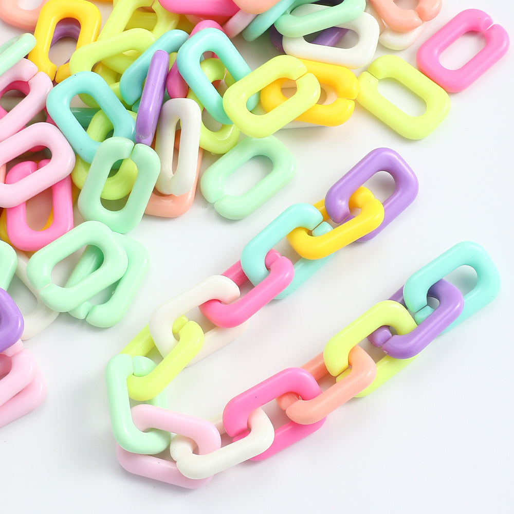 Candy Color Rectangle Acrylic Open Ring Links