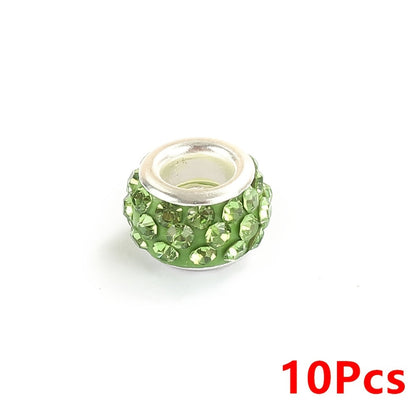 10-Piece Random Multicolor European-Style Rhinestone Large Hole Beads