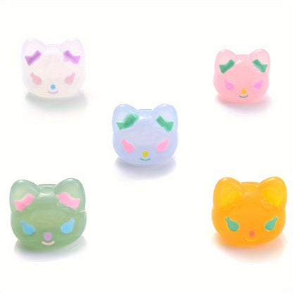 5PCS 17×19mm Luminous Owl Head Acrylic Bead Set