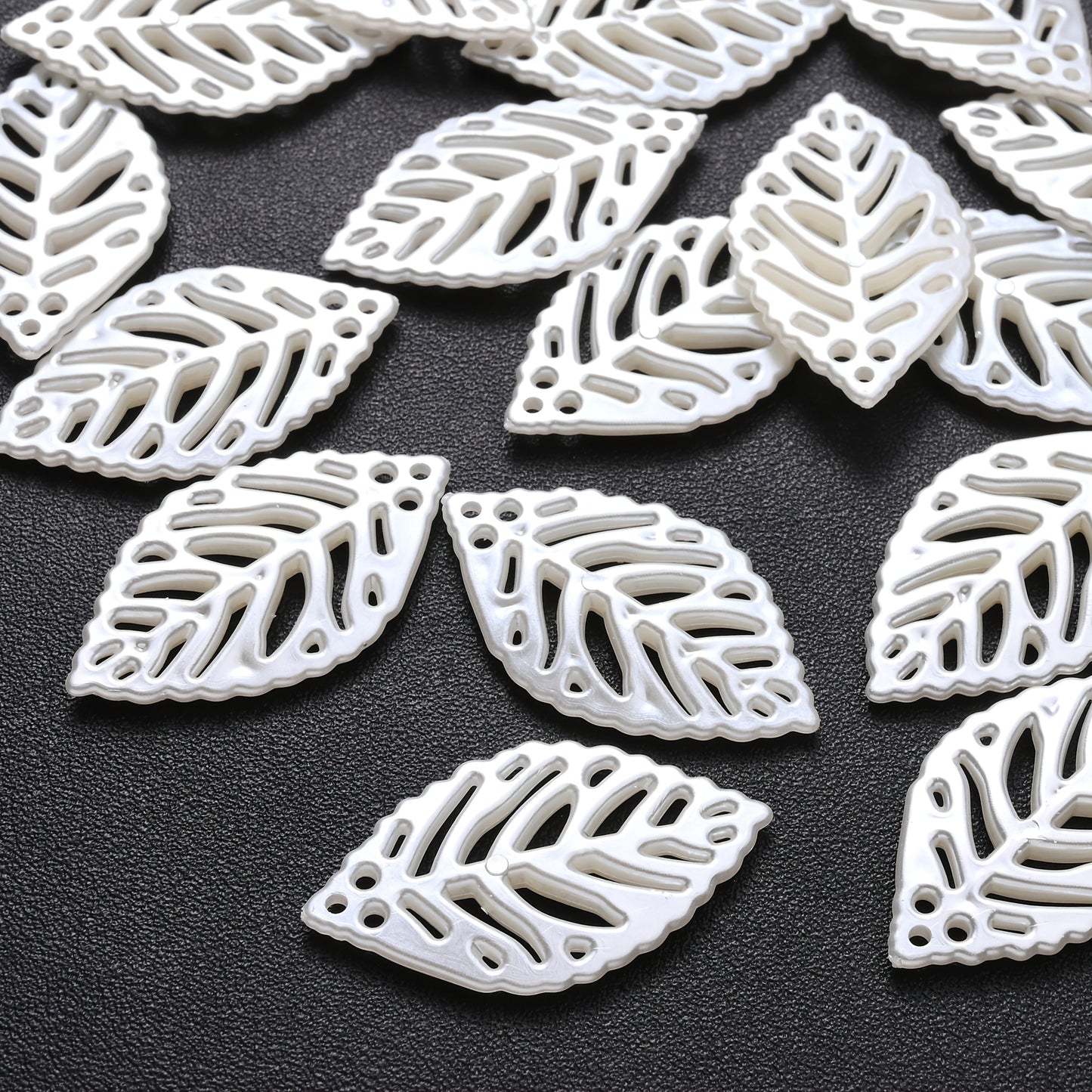 White Leaf Acrylic Beads