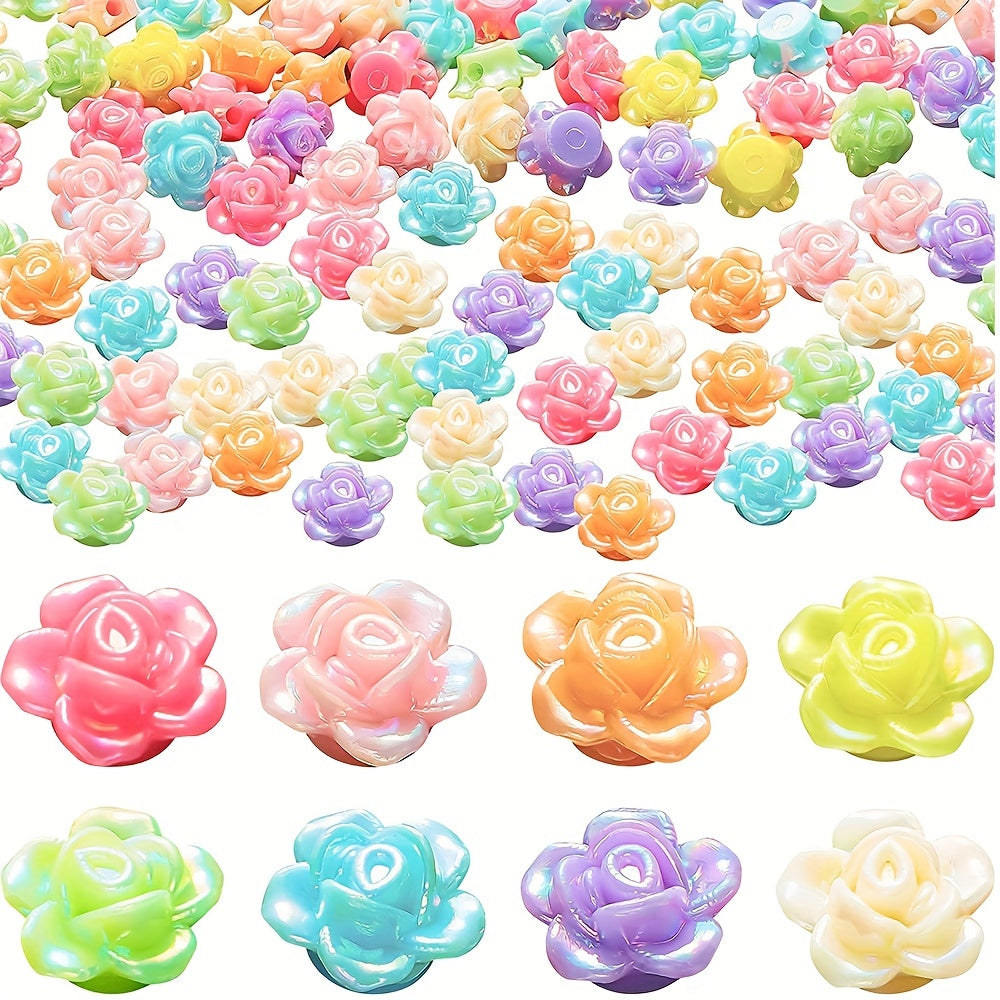 Mixed Color AB Shiny Flower Acrylic Beads