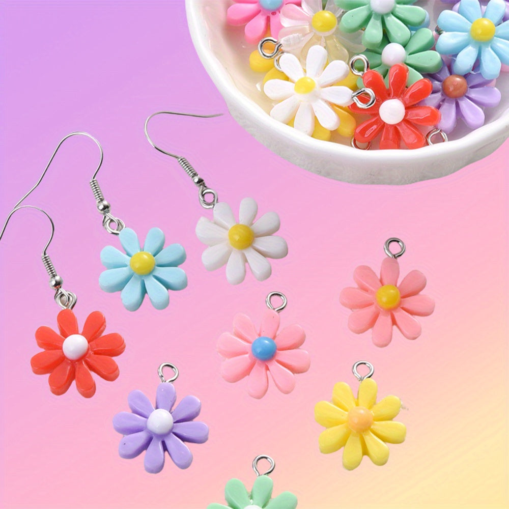 60pcs Sunflower Charms Beads Assorted Daisy Flower Pendant