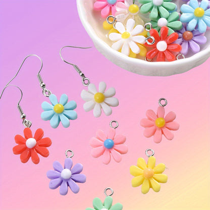 60pcs Sunflower Charms Beads Assorted Daisy Flower Pendant